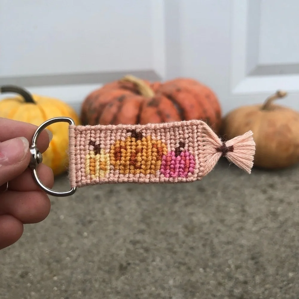 Handmade pumpkin fall inspired keychain